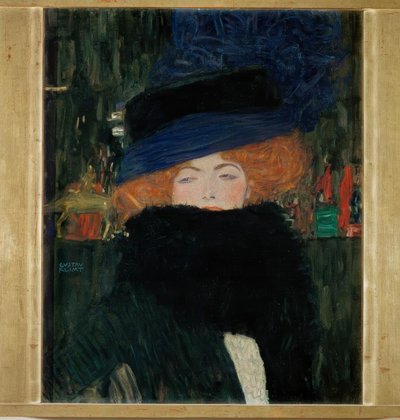 Dame avec chapeau et boa en plumes - Gustav Klimt